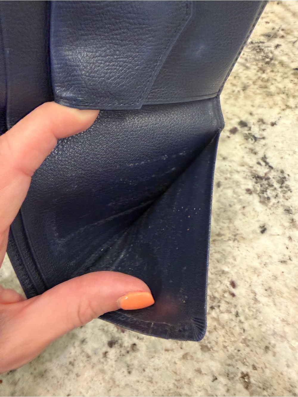 Yves Saint Laurent Navy Blue Leather Bifold Wallet with Gold Corners - Picture 11 of 11